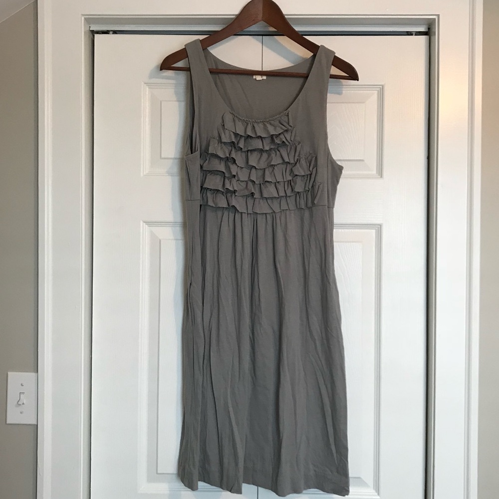 Jcrew gray ruffled dress medium